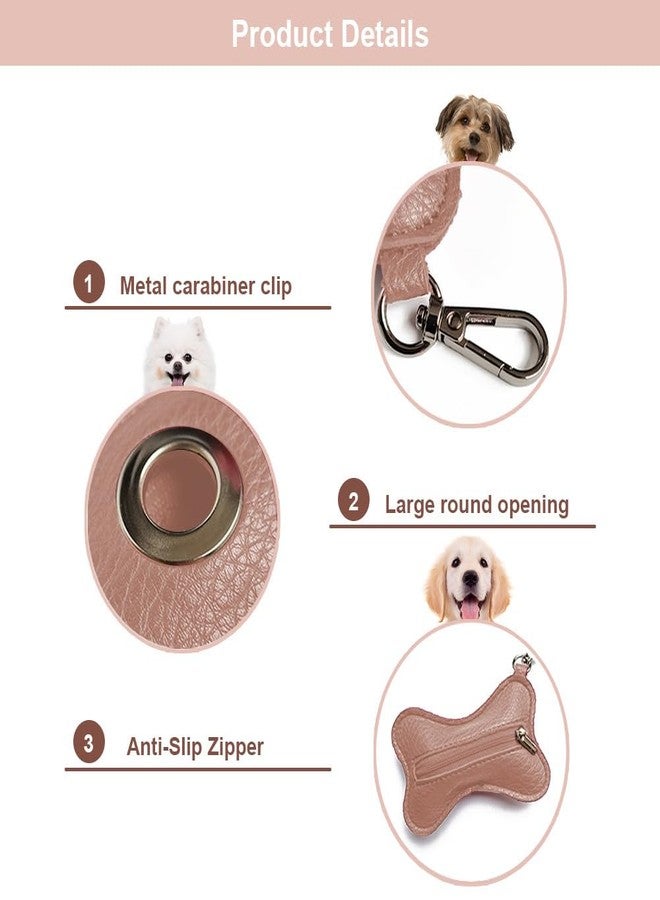 DONGKER Dog Poop Bag Holder,Leather Dog Waste Bag Dispenser Zipered Pouch with Carabiner Clip Attached to Any Leashes for Walking Outdoor Travelling(No Poo Bags Include) - Image 2